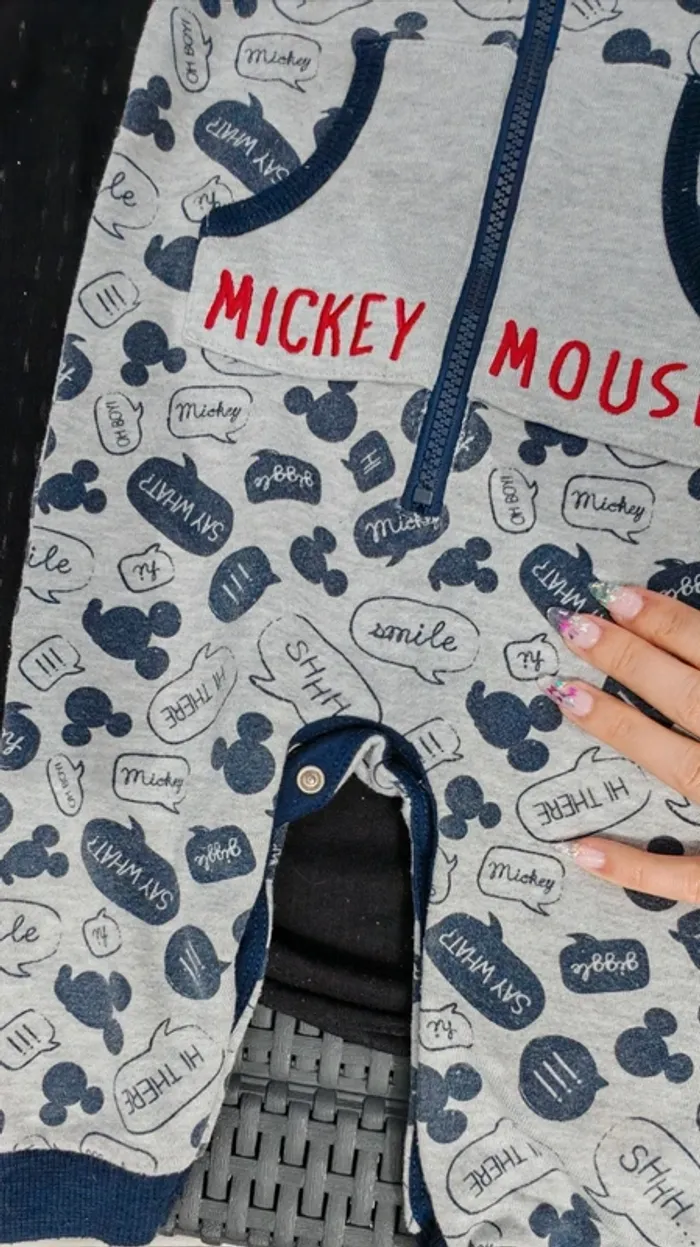 Combinaison Mickey Mouse à capuche garçon 12-18 mois - photo numéro 3