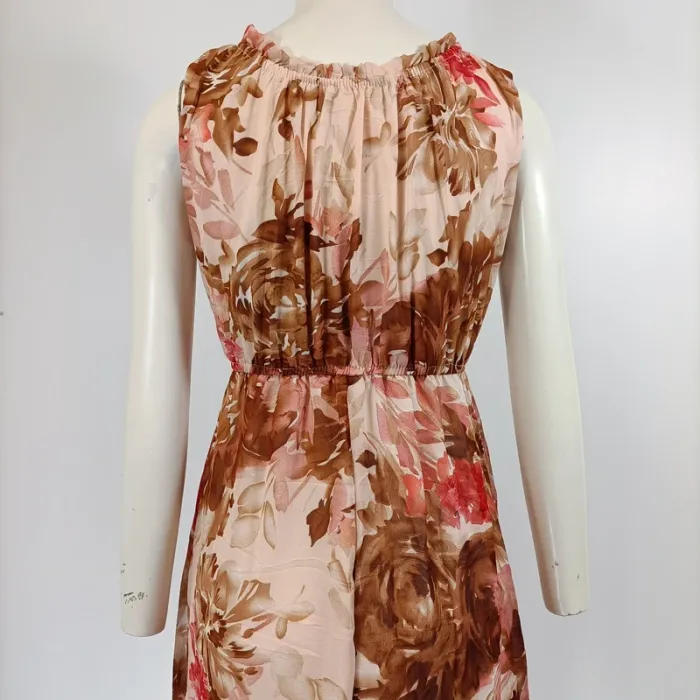 Robe Longue - Sen YA - taille L - Rose pastel - Col rond Perles, sans manche - A206 - photo numéro 4