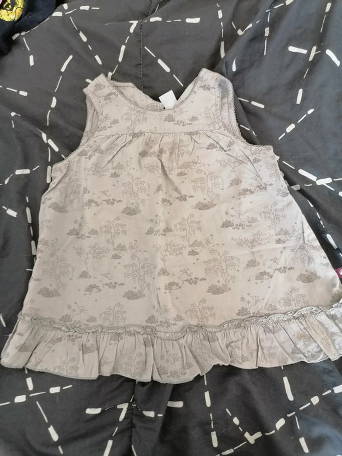 Tee shirt haut court gris/marron