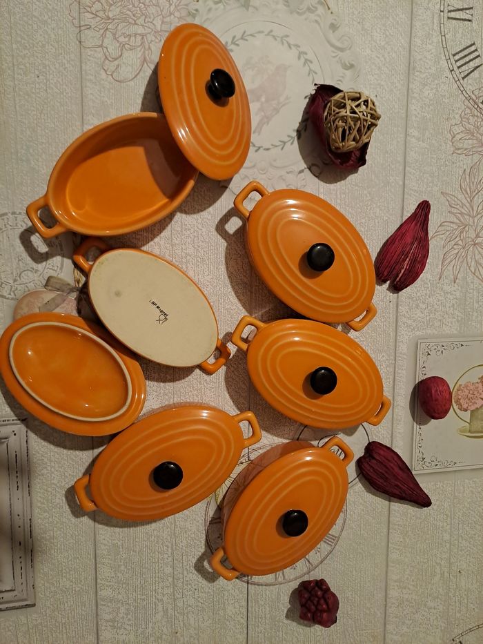 Lot de 6 petites cocottes orangées