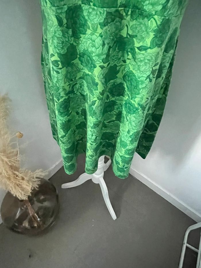 Robe verte manches bouffantes Zara S - photo numéro 2