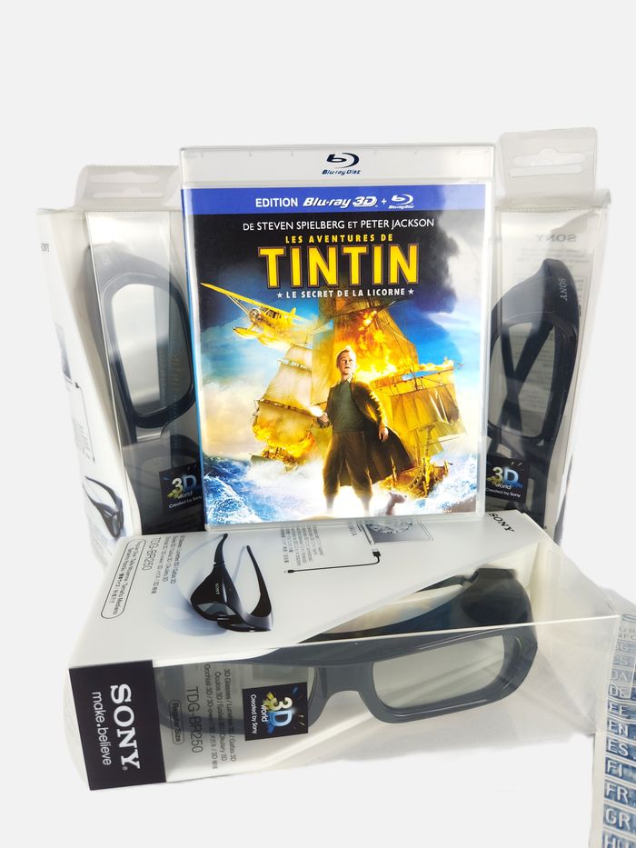 Pack 3D SONY Blu-ray Tintin "Le Secret de la Licorne" + 3 Paires de Lunettes 3D Actives SONY