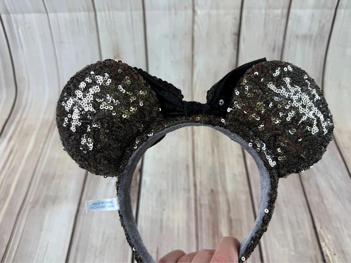 Ears (serre tête) oreilles de Minnie sequins noirs gris Tokyo Disneyland - photo numéro 8