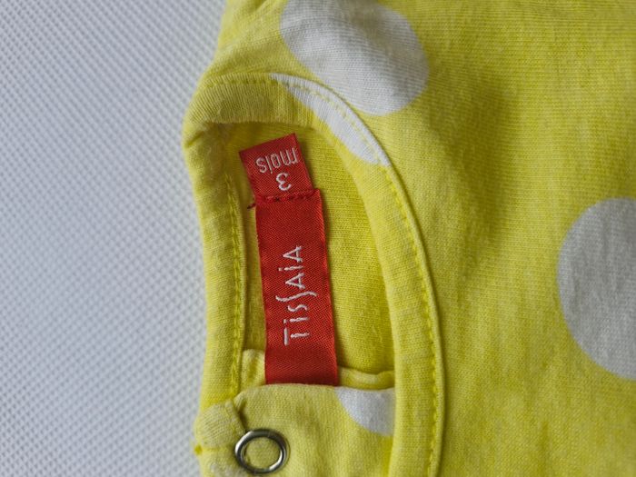 T-shirt manches longues fille 3 mois Tissaia Jaune Blanc - photo numéro 3