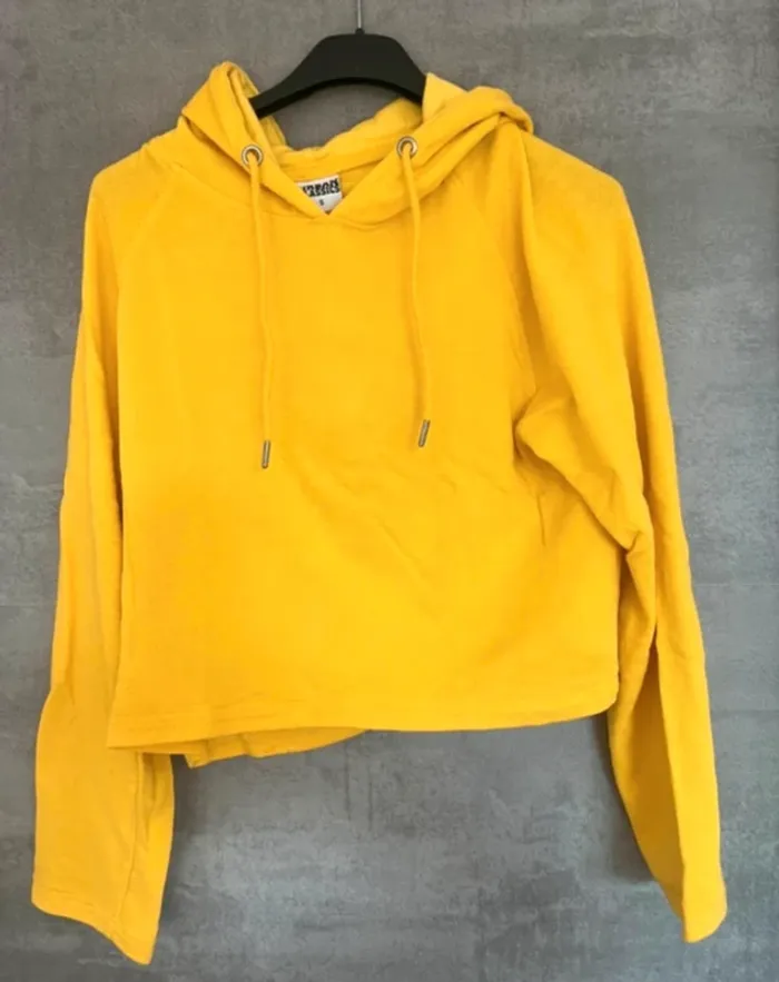 Sweat jaune crop top Urban Classics - photo numéro 3