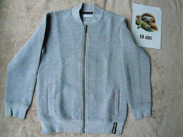 Gilet zippé gris 10 ans