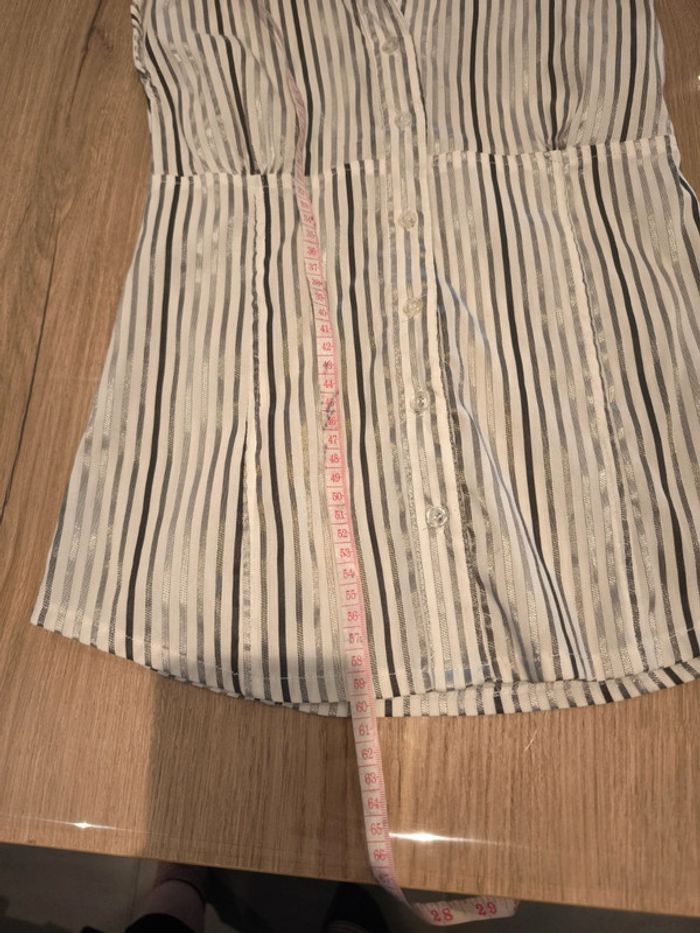 Chemise sans manche rayée blanche et grise neuve avec étiquette - photo numéro 3