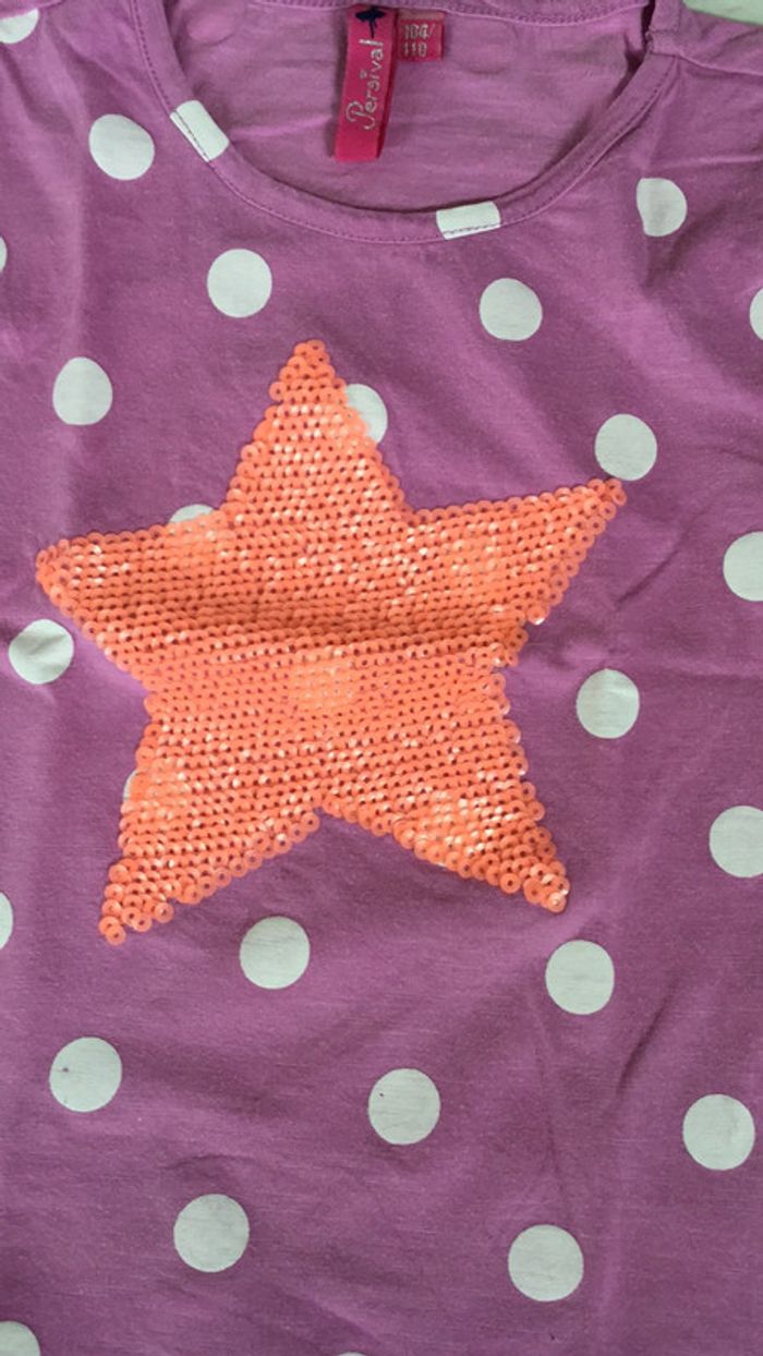 Tee shirt lot de 2 à pois motifs étoiles à strass 5 ans - photo numéro 5