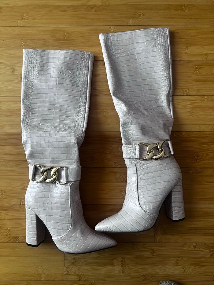 Bottes hautes Sergio Todzi – effet croco – rose poudré – NEUVES - photo numéro 5