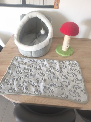 Lot chat panier griffoire couverture 