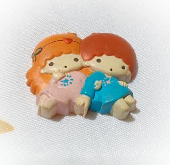 Magnet magnétique sanrio 2003 kiki lala figurine kawaii twin star assis sit bandaï aimant étoile