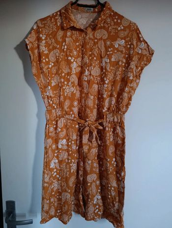 Robe Pimkie orange motif cachemire avec ceinture taille 40
