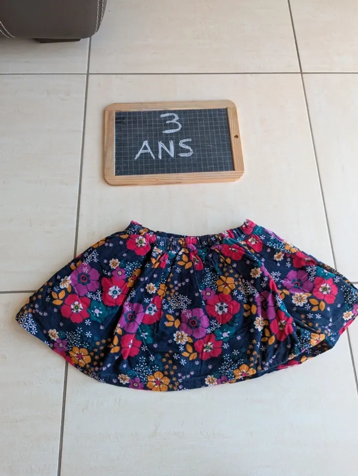 Jupe velours fleurie 3 ans Du pareil au même - photo numéro 4