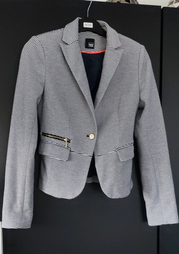 Veste blazer rayée blanc et marine