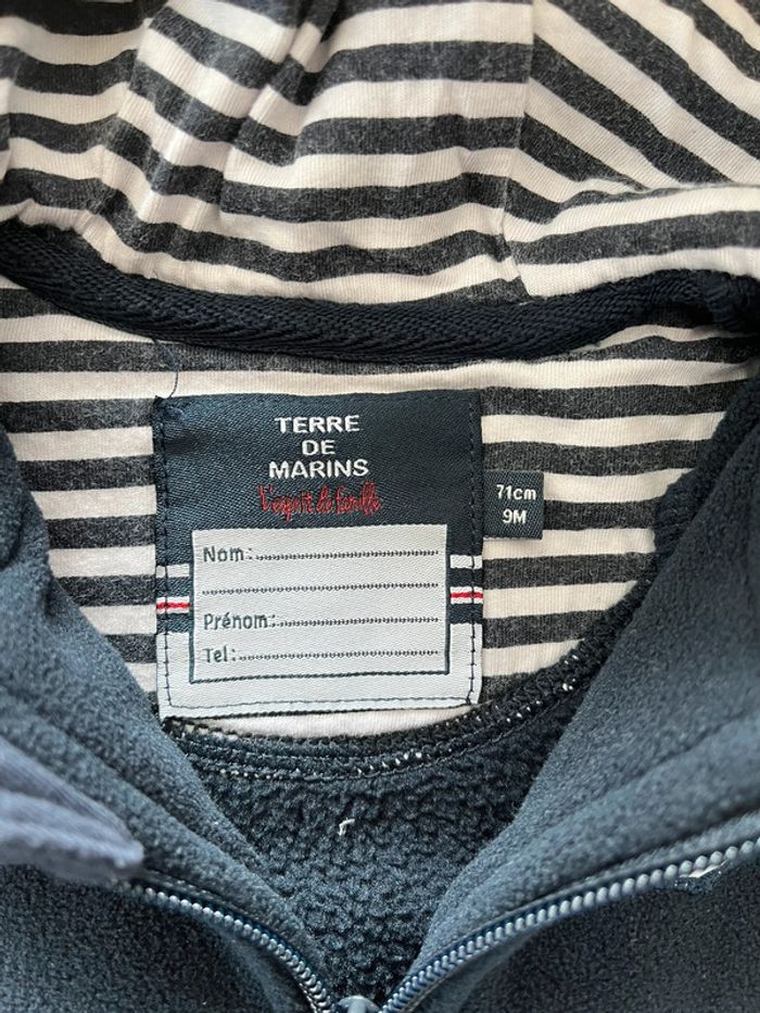 Manteau/veste en tissus chaud Terre de marins, intérieur polaire bleu marine en taille 9 mois - photo numéro 4