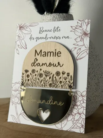 Magnet en bois personnalisé Mamie d'amour - Cadeau fête des grands-mères - Cadeau Mamie Maman