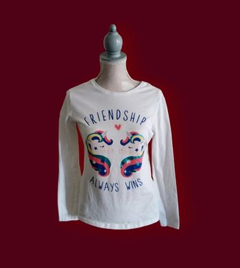 T shirt manches longues blanc licornes pailletées in extenso taille 10 ans