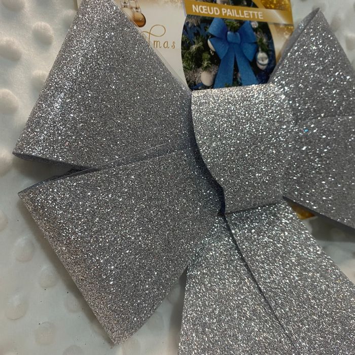 ✨ Grand nœud argenté pailleté – déco de Noël - photo numéro 2