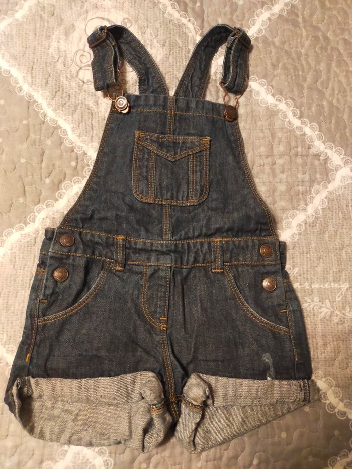 Salopette courte jeans fille