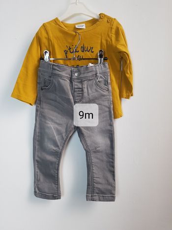 T-shirt + jean gris TAO 9 mois