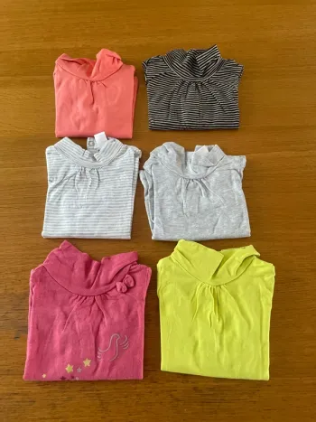 6 t-shirt manches Longues fille 6 mois