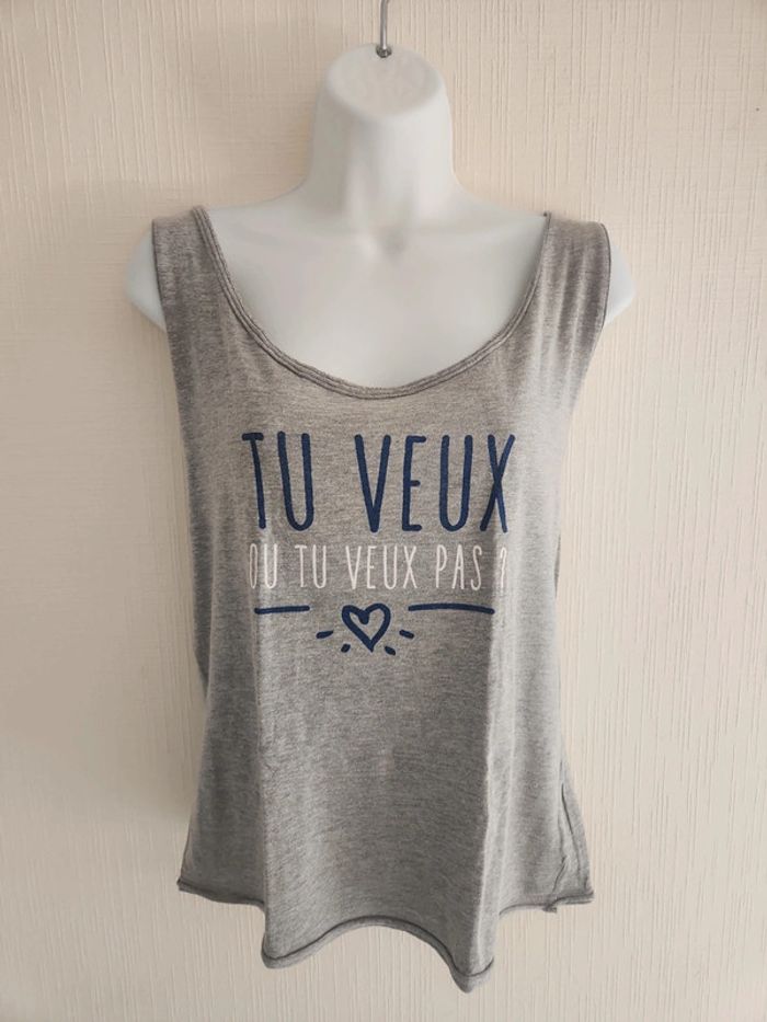 Tee-shirt gris Le chic à la française en taille unique - photo numéro 2