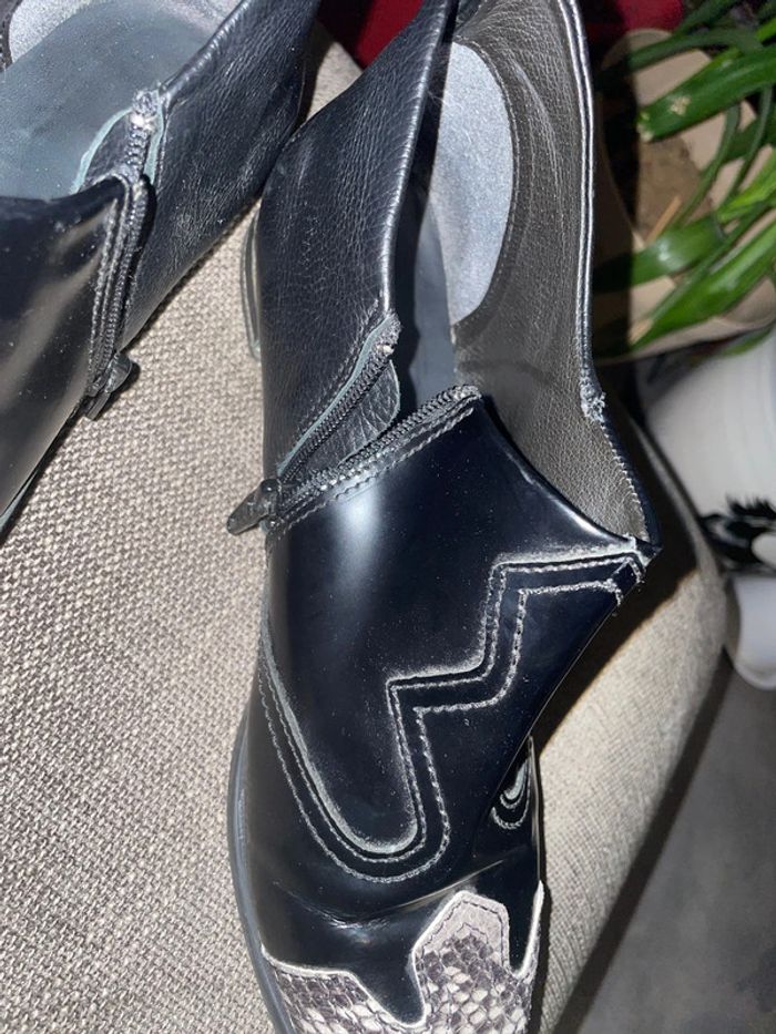 Bottines exclusives en cuir, noir - photo numéro 7