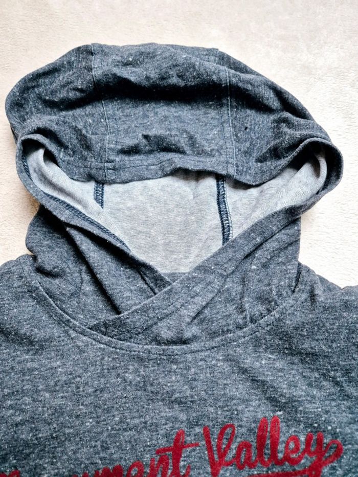 Pull à capuche gris et bordeaux dessin indien orchestra garcon taille 14 ans - photo numéro 3