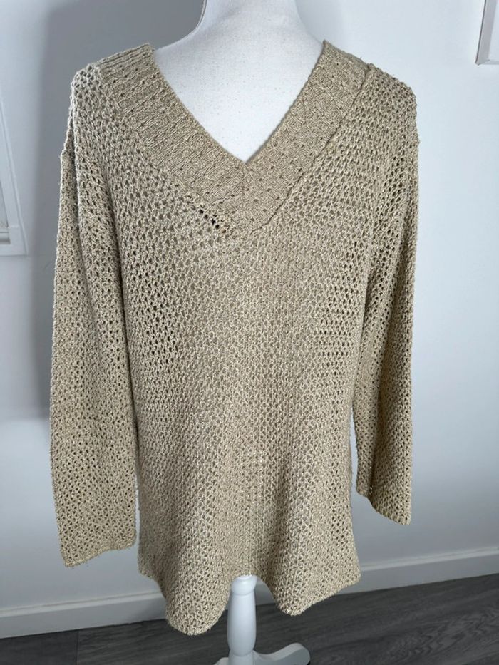 Robe pull oversize en crochet tricot beige crème Vintage T38 M - photo numéro 6