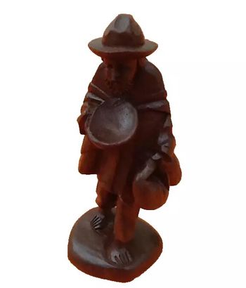 Sculpture Statuette bois sculpté  Le voyageur