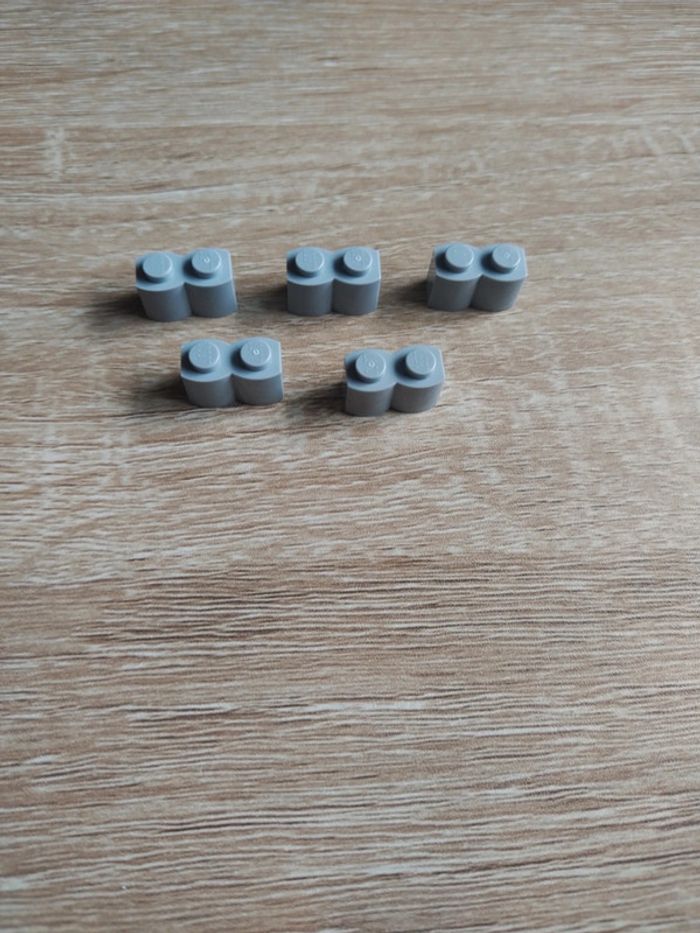 Lego 1x2 gris brique mur arrondie lot de 5 - photo numéro 2