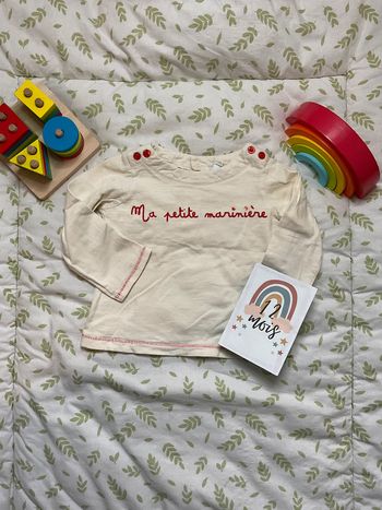 teeshirt manches longues crème obaibi 12 mois