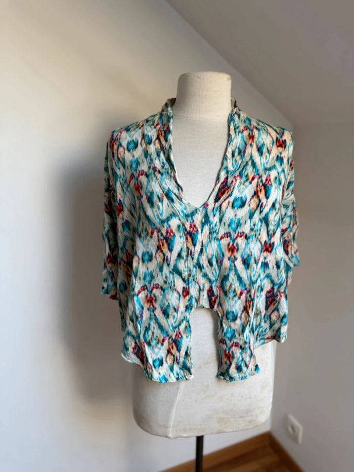 Superbe ensemble pantalon fluide et blouse assortie en viscose Zara 🌸 L XL 40 42 - photo numéro 6