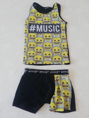 Ensemble débardeur et caleçon noir/jaune smiley 104/110 cm