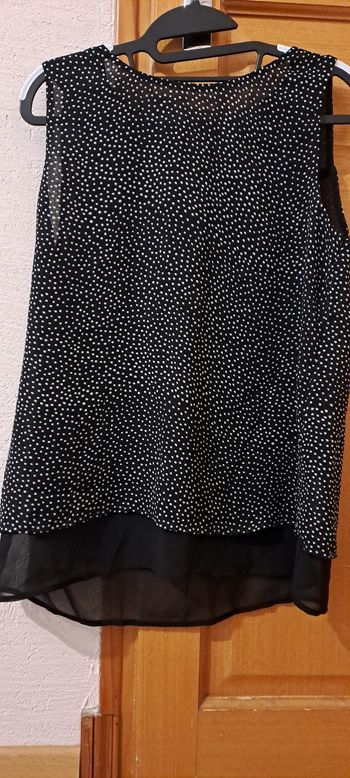 Haut noir à pois blanc Camaïeu 