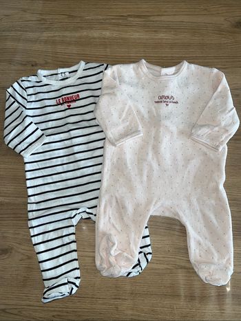 Lot de 2 pyjamas bébé, 3 mois