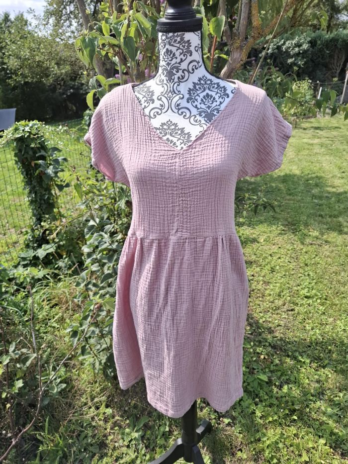 Robe double gaze rose irisée