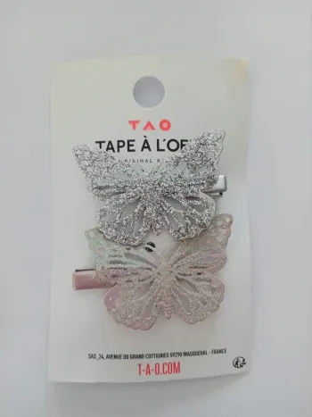 Barrettes papillon pailleté tape à l'oeil
