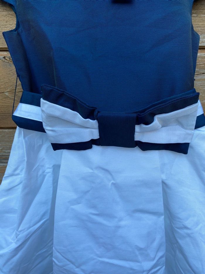 Robe Jacadi paris bleu marine blanche noeud cérémonie mariage communion baptême - photo numéro 6