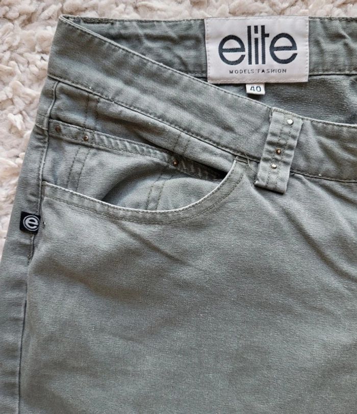 Pantacourt kaki avec détails Elite Taille 40 - photo numéro 4