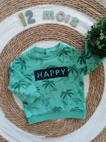 Sweat vert à motifs - Gémo - 12 mois