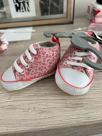 Chaussure en tissu / léopard / rose
