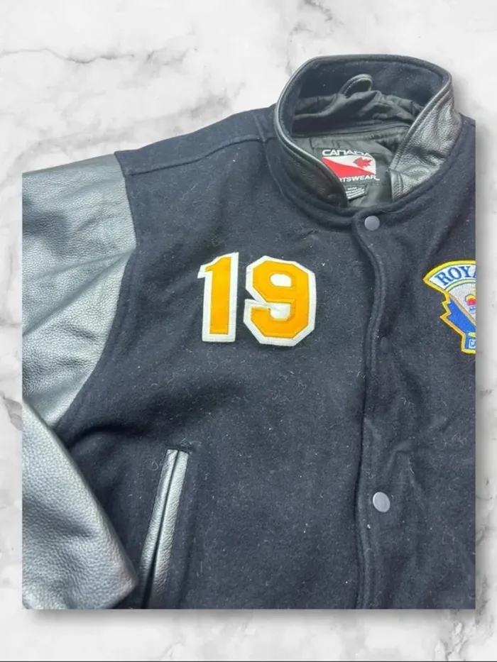 Veste Letterman Vintage Royals Canada Sportswear Noire Cuir et Laine Taille M - photo numéro 14
