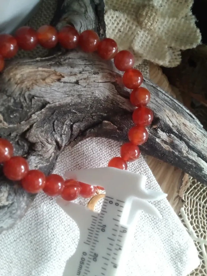 Bracelet en pierres naturelles d'agate rouge - photo numéro 3