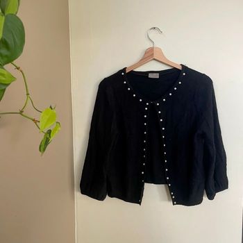 Gilet noir perles Vero Moda Taille M laine & angora chic et chaud V058