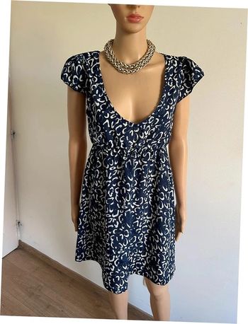 Robe courte légère bleue marine et blanche Molly Bracken taille unique jamais portée
