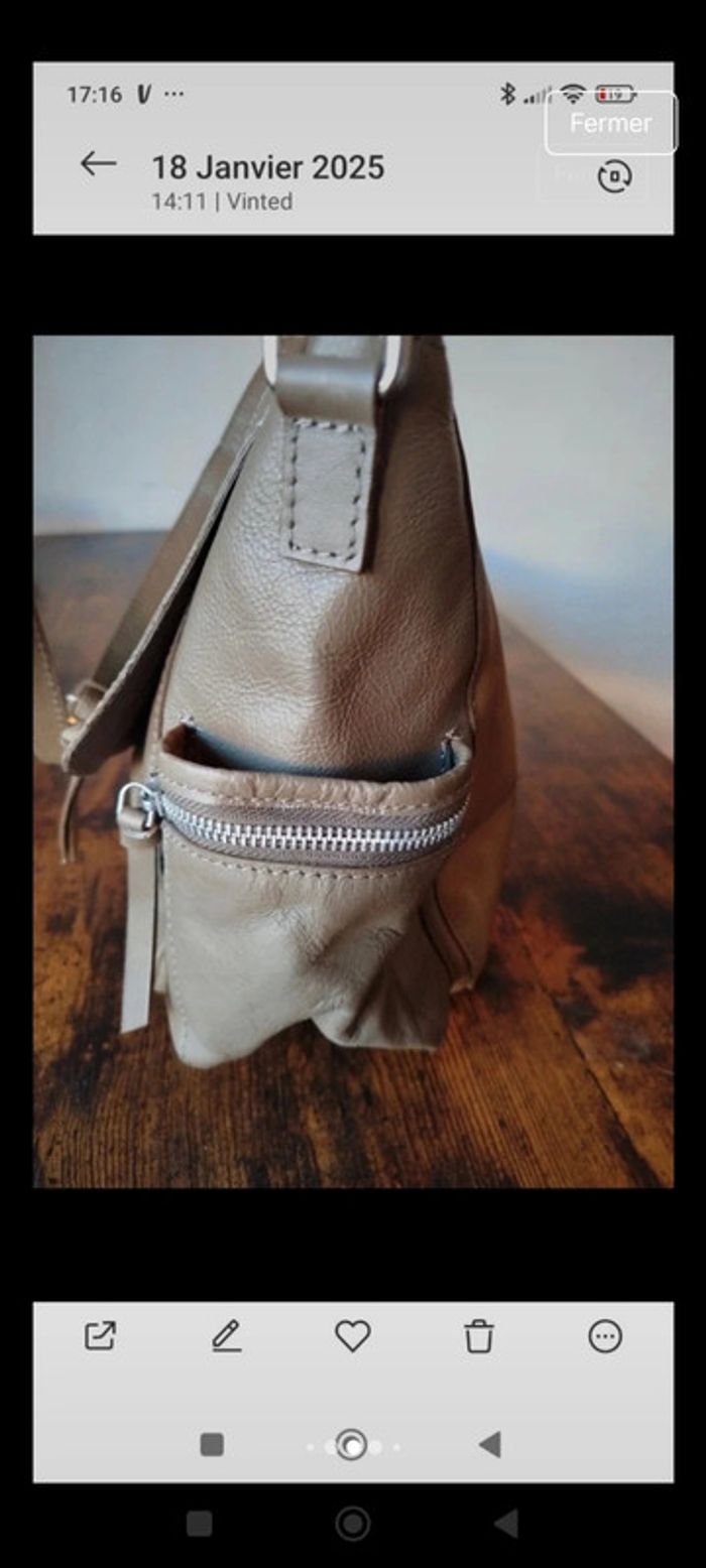 Sac fourre tout Cuir de vachette Vintage Dressing - photo numéro 7