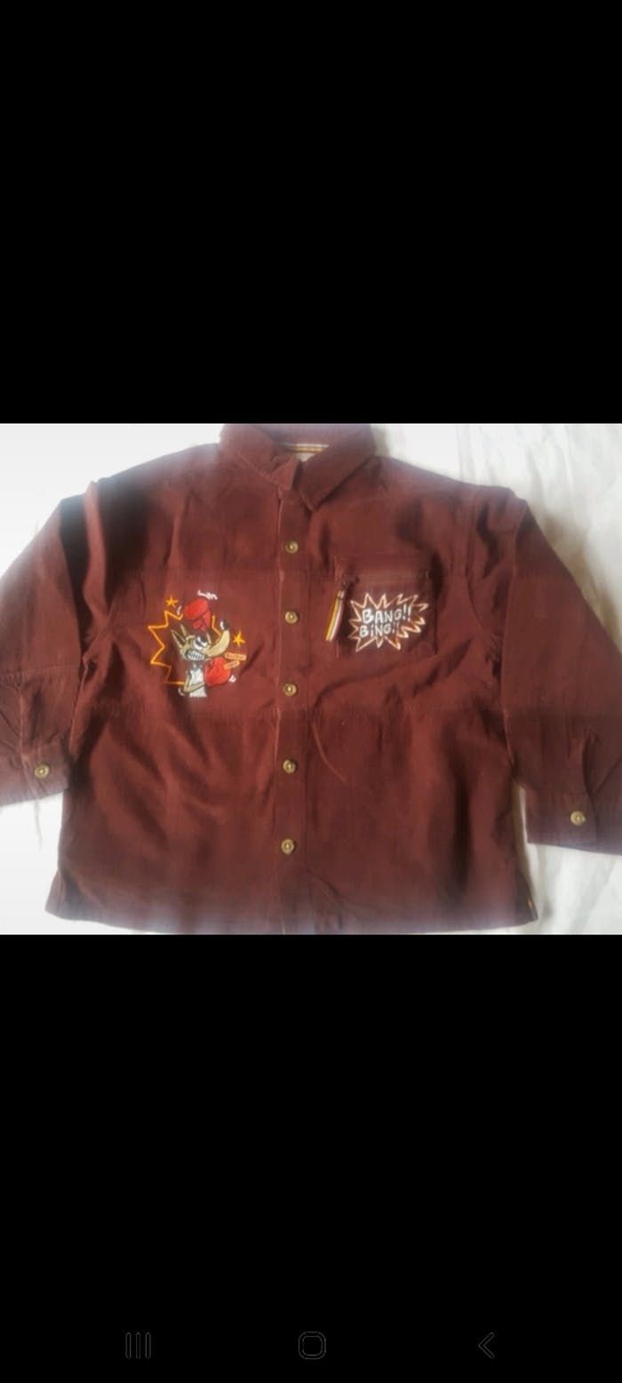 Chemise marron manches longues rigolote 4 ans