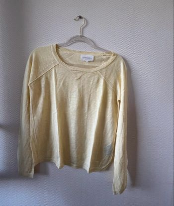 Pull fin en lin jaune pastel taille 36