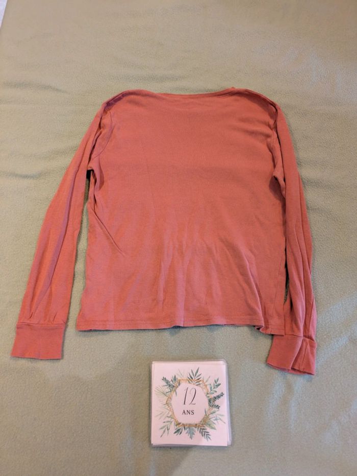 Haut manches longues rouge/rose 12 ans - photo numéro 4